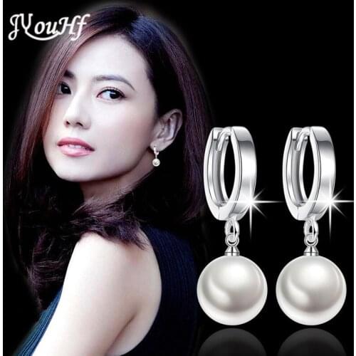 JYouHF Hot Trendy Pearl Agates Rhinestone Ball Earrings for Women New Fashion White Gold Plated Earrings Jewelry Party Brincos