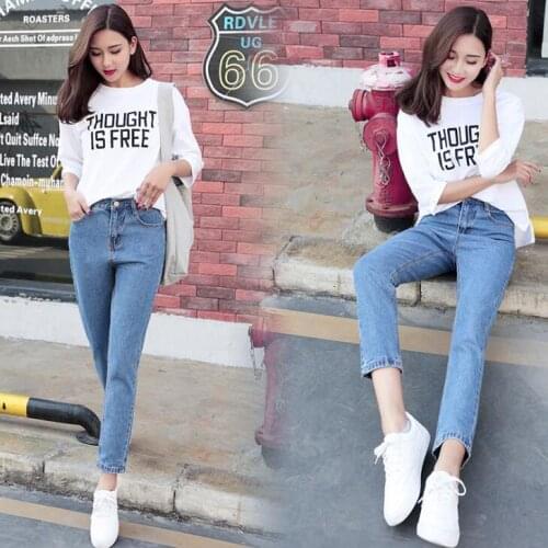Basic Classic 4 Season Women Waist Vintage Mom Pencil Jeans Boyfriend High Quality Cowboy Denim Pants