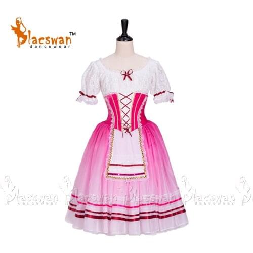 Maid Classical Dark Pink Ballet Tutu Dress Professional Romantic Tutu Cavalry Halt A la Seconde Velvet Fading Chiffon Lace BT719