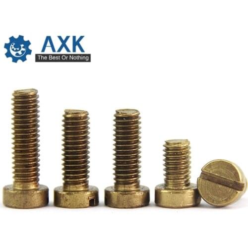 50Pcs/Lot M4 M5 M6*L DIN84 Brass Slotted Cheese Head Screw Brass Screw Brass Bolt GB65