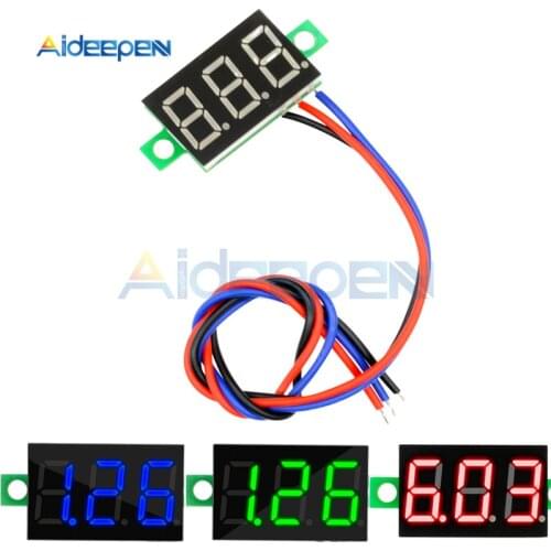 DC 5V-30V Mini 0.36 inch 3 Bits Digital LED Display Panel Voltage Meter Voltmeter Tester Measure 0-30V Red/Blue/Green Display