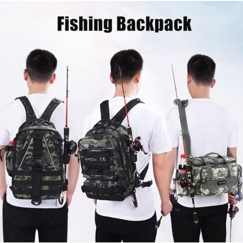 Multifunctional Backpack Fishing Bag Outdoor Waterproof Tactical Backpack Climbing Hiking Bag Crossbody Shoulder Sport Chest Bag