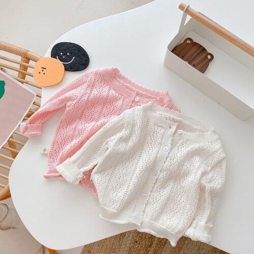 Newborn Infant Baby Girls Clothes Princess Thin Cardigan Girl Air Conditioning Shirt Long Sleeve Knitted Jacket Sunscreen Shirt