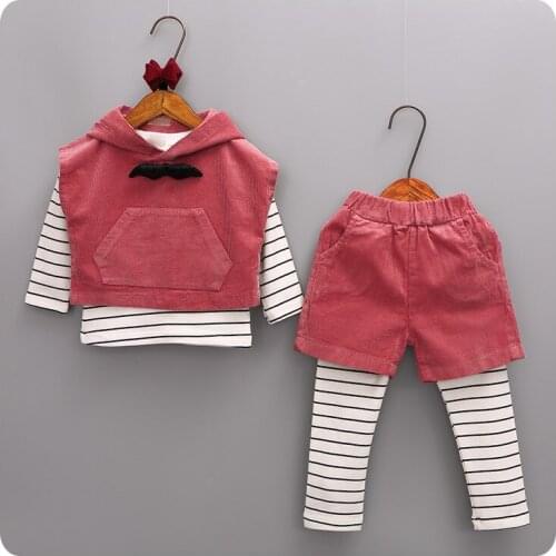 2016 Autumn Pattern 4 Set Korean Girl Childrens T-Shirt Unlined Upper Garment Vest Vest Shorts Pants Suit