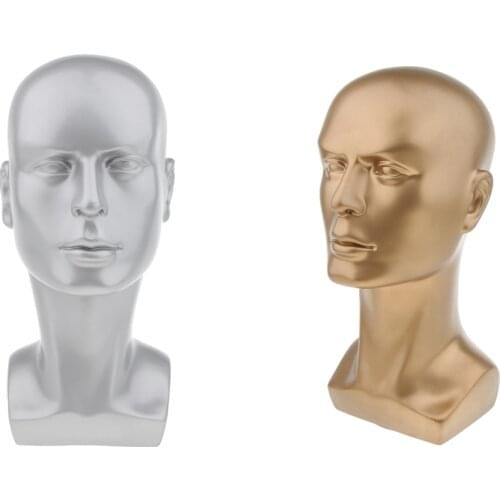 Plastic Training Male Model Head Stand Model Display Styling Wig Head Stand Wig Hats Glasses Headphone Holder 14'' Tall