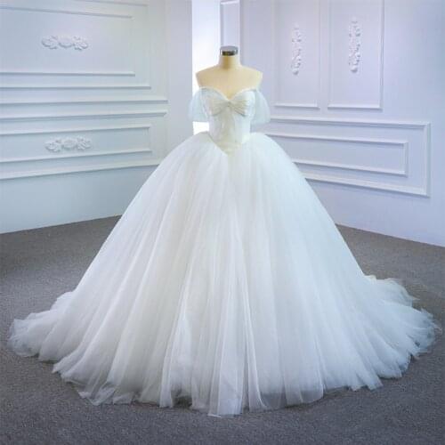 Robe De Soirée De Mariage Sweetheart Neck Lace Up Back Pleat Ball Gown Wedding Dress With Detachable Short Sleeve Real Photos