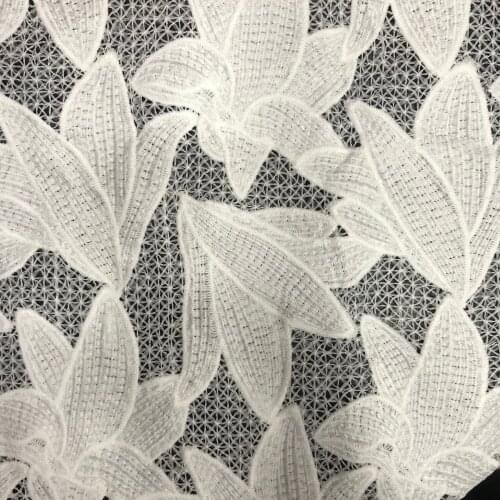 White sunflowers embroidery cord lace African guipure lace fabric with lots of stones beads 7262 high quality Wise choice BC204