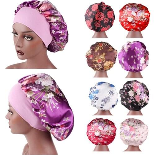 56-58cm Hair Satin Bonnet Hair Styling Caps For Sleeping Shower Cap Satin Wide-brimmed Headband With Night Cap Hair Styling Tool
