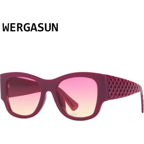 WERGASUN 2021 Square Oversized Sunglasses Women Famous Vintage Brands Sun Glasses UV400