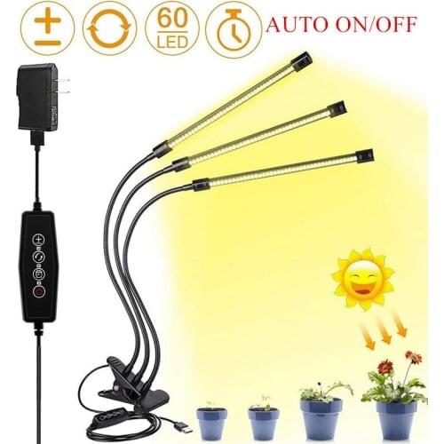 LED Grow Light DC 5V USB with Timer Dimmable Full Spectrum Flexible Clip Phyto Lamp for Plant Seedling Flowering Growing Box