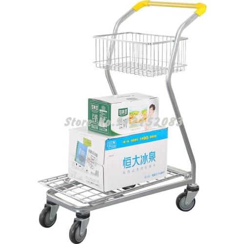 Supermarket Shopping Cart Fruit Shop Shelf Cart Ktv Trolley Arrangement Truck Double-layer Fruit And Vegetable Trolley