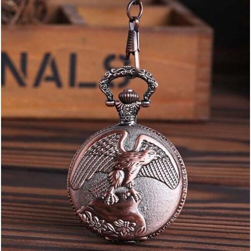 Vintage Red Quartz Tiercel Hawk Eagle Pocket Watch Necklace Pendant Mens Gift 10piece /lot