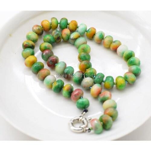 Green jasper roundel faceted necklace 19inch FPPJ wholesale beads nature for woman gift wedding