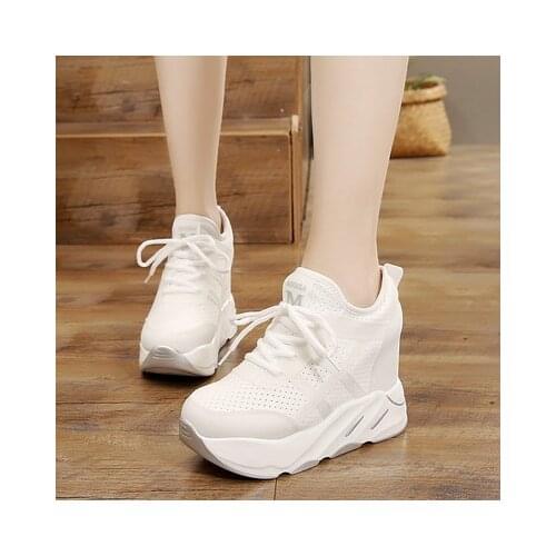 2019 Women High Platform Shoes New Autumn Breathable Women Height Increasing Casual Shoes 11CM Thick Sole Spring Sneakers Woman