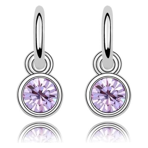 4 Colors Real austrian crystals White Gold Color Fashion romantic Stud earrings for women New Sale Hot 90447Violet