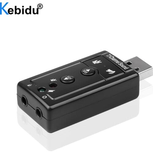 KEBIDU 7.1 CH Channel USB Audio Sound Card USB 2.0 Mic Speaker Audio Headset With Microphone 3.5mm Jack Converter for Laptop
