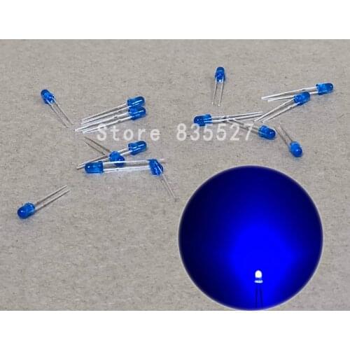 100pcs/lot 3mm Blue in the color DIP Round LED light emitting diode short legs For DIY lights DIP Light Beads New original F3