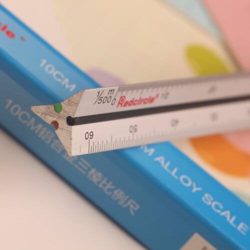 2PCS REDCIRCLE Aluminum Alloy Architects Scale Ruler 10cm 1:100-600 Triangular Metal Scale