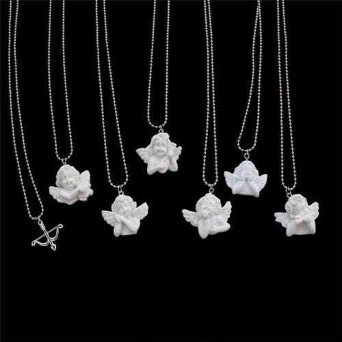 2020 Cute Cupid Angel Pendant Necklace for Women Sweet Friendship Stainless steel Alloy Beads Long Chain Gifts Jewelry