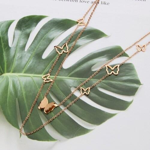 2021 Trendy Butterfly Clavicle Chain Necklace Women Girl Romantic Vivid Butterfly Pendant Necklace Titanium Steel Stacked Choker