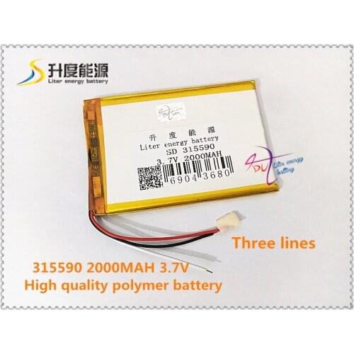 3.7V 2000mAh 315590 Polymer lithium ion / Li-ion battery for tablet pc cell phone speaker POWER BANK mp4