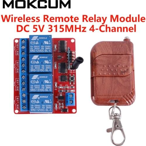 DC 5V 315MHz 4-Channel DC 12V 315MHz 2CHWireless Remote Relay Module Remote Control Switch Self-locking/Interlock/Momentary Mode
