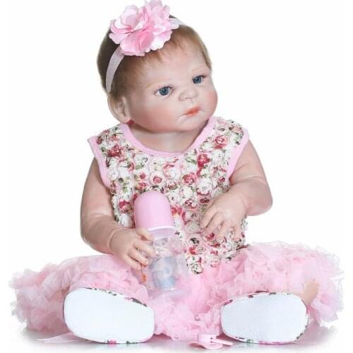 57cm Full Vinyl Body Silicone Dolls Reborn Doll Babe Shower Toys Lifelike Girls Princess Flower Dolls Gift Children Gift Bonecas