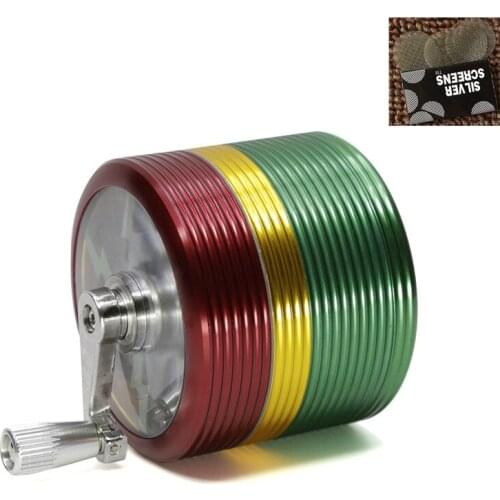 63mm Upscale Hand-cranked Mixed colors thread Pattern Herb Grinders Tobacco Cigarette Grinder Accessories