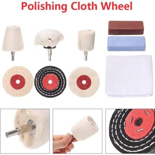 9pcs Polishing Buffing Pad Cotton Cloth Wheel Set Mop Compound Grinder Brush Drill Kit Multi-function Polisher Waxing Tool