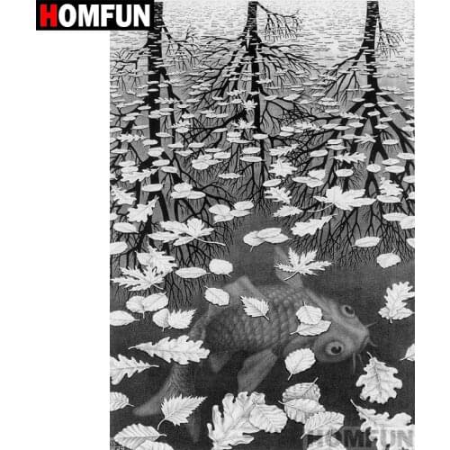 HOMFUN Full Square/Round Drill 5D DIY Diamond Painting "Fish leaves" Embroidery Cross Stitch 5D Home Decor Gift A06899