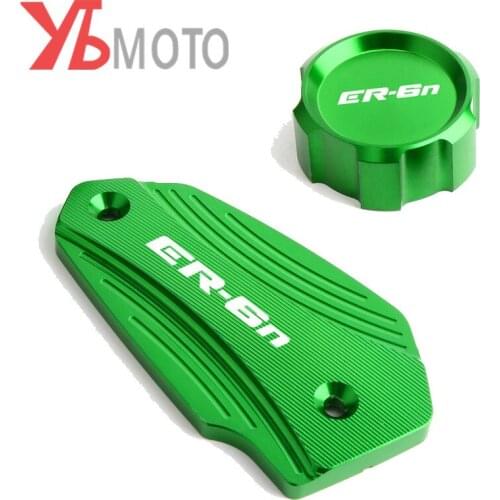 Motorcycle Aluminum Front & Rear Fluid Reservoir Cap Oil Cup For Kawasaki ER6N ER-6N 2010 2015 2009-2016 Accessories
