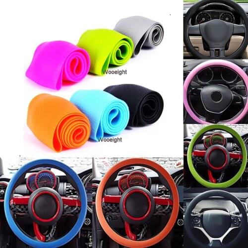 Car Styling 1Pc Leather Texture Silicone Steering Wheel Glove Cover Multi Color Universal Skin Soft Silicon Steering Wheel Cover