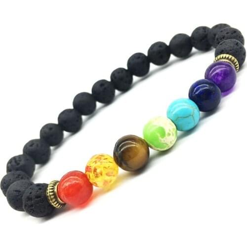 2pcs iscount European and American Volcanic Stone Energy Bracelet Wholesale Natural Stone Handmade Beaded Weaving charm bracelet