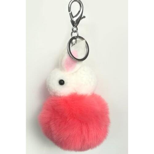 Cute Fluffy Fur Pompon Bunny Keychain Women Faux Rabbit Fur Ball Pom Pom Rabbit Key Chains On The Bag Car Charms Trinket Gift