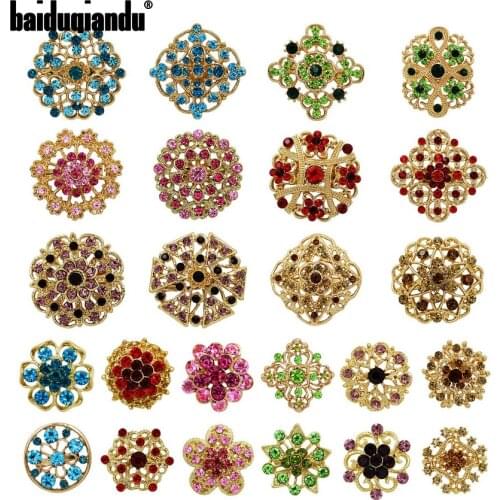 Baiduqiandu Wholesale Crystal Rhinestones Flower Brooches for Wedding Invitation / Cake Decoration / DIY Bouquet Kits