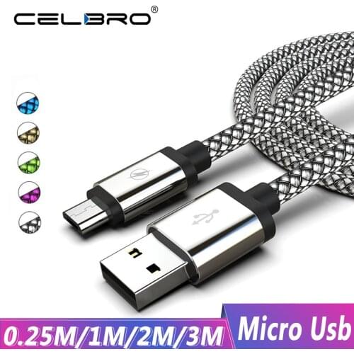 Colorful Micro USB 2m 3m Charger Cable Cabel For Xiaomi Redmi 7 5 6 6A 5A Huawei Y6 Prime 2018 Y7 Y9 Samsung Microusb Data Cord