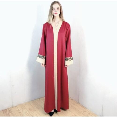 F915Abaya For Muslim Women Dress Kaftan Robe Trench Coats Femme Musulman Ensembles Abayas Hijab Caftan Dubai Turkey Islamic Clot