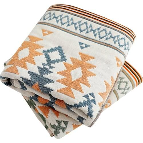 Cotton Household Water-Absorbing Wrap Extra-large Beach Swimming Towel Four Layer Gauze Bath Towel for Fitness Camping Rugs