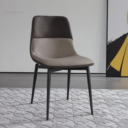 Italian Leather Designer Home Back Dining Chairs Minimalist Living Room Balcony Leisure Chair Bedroom Meeting Room Vanity Chair