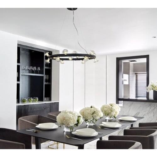Postmodern Creative Simple Round Black Mushroom Cafe Dining Room Living Room Bedroom Chandelier