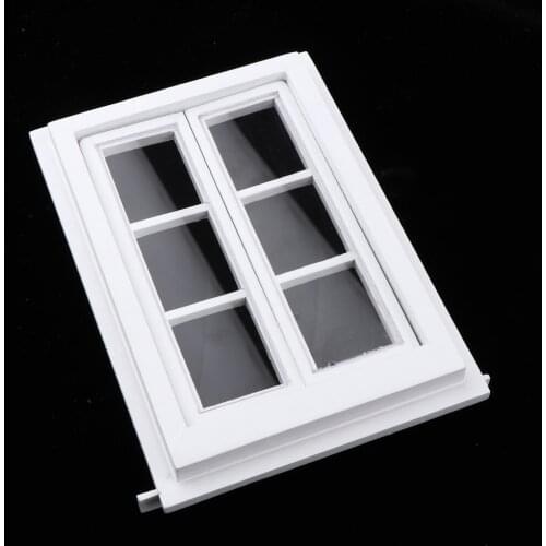 DIY Miniature White Wood Window Furniture Decor For 1/12 Home