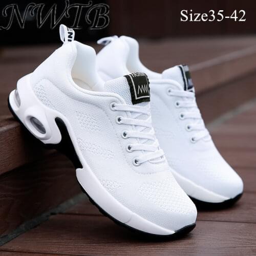 Womens Fashion Air Cushion Sports Running Flat Soft Bottom Sneaker Mesh Breathable Casual Shoes for Women 2021zapatillas Mujer