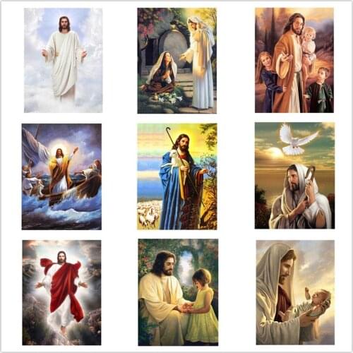 Kexinzu 5D DIY Diamond Embroidery Religion Cross Stitch Full Square Round Drill Diamond Painting kit Mosaic Home Decor Gift