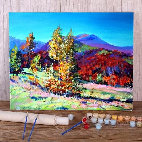 Landscape Autumn In The Mountains Coloring By Numbers Painting Kit Acrylic Paints 40*50 Boards By Numbers Decorative Art