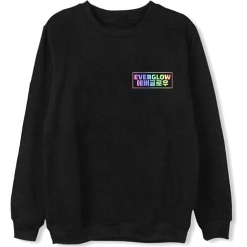 New Korean Fashion KPOP Everglow HUSH5 Oversized Hoodie Streetwear Loose Hooded Pullover Printed Long Sleeve K-pop Sweatshirts