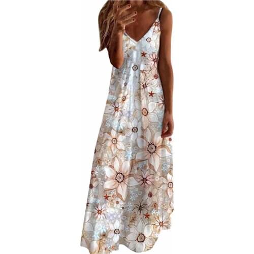 Summer New Women Elegant Vintage Boho Long Maxi Dress Sexy Backless Party Beach Dress Floral Sundress Vestido De Mujer L3