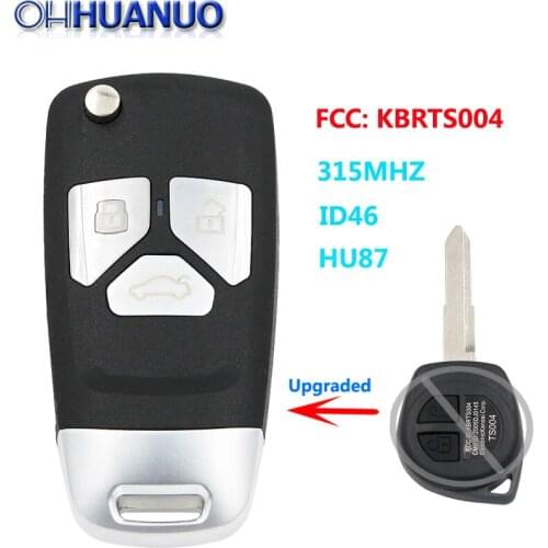 New Upgraded 3 Button Folding Remote Key Fob 315MHz ID46 For Suzuki Swift SX4 2006-2010 FCC: KBRTS004 HU87 Blade