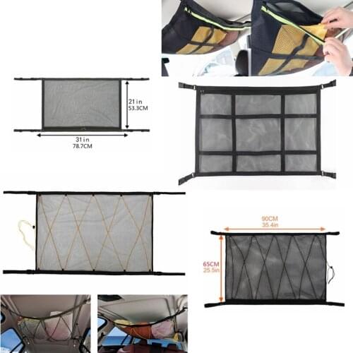 Portable Car Ceiling Storage Net Pocket Roof Interior Cargo Net Bag Car Trunk Storage Pouch Sundries Storage Organizer