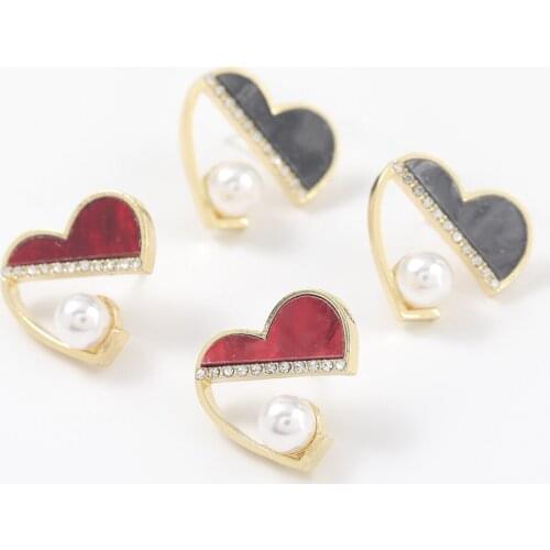 Simple and Creative Metal Drop Oil Imitation Pearl Notch Heart-shaped Earrings Girl Popular Party Jewelry Accessories