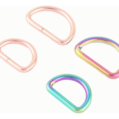 20/25mm Rainbow D Rings Adjustable Slide D Buckles Purse Hardware Dog Collar Supplies Webbing Bag Clasps Leather Finding 10pcs